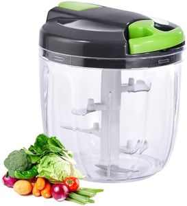 Ziweaye Manual Food Processor Vegetable Chopper, Portable Hand Pull String Garlic Mincer Onion Cutter for Veggies, Ginger, Fruits, Nuts, Herbs, etc., (900ml,Gray-green)