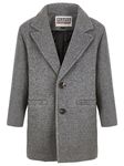 WULFUL Boys Wool Coat Single Breasted Trench Coat Winter Pea Coat, Grey, 5-6 Years