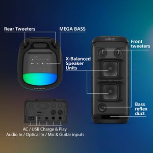 Sony SRS-XV800 Wireless Party Speaker – 360° Sound, MEGA BASS, 25h Battery, Black