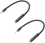 Cable Matters 2-Pack Short 3.5mm to 1/4 Adapter Cable (6.35mm 1/4 Inch to 3.5mm Adapter) - 12 inches