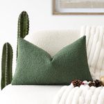 Foindtower Textured Boucle Throw Pillow Covers Accent Solid Lumbar Pillow Cases Cozy Soft Decorative Couch Cushion Case for Chair Sofa Bedroom Living Room Home Decor, 12 x 20 Inch,Hunter Green