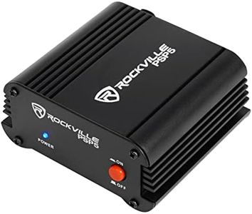 Rockville PSP5 48V Phantom Power Supply Box for Condenser Microphones, Low-Noise, Compact Design, Universal Compatibility, for Home Studio Recording and Podcasting