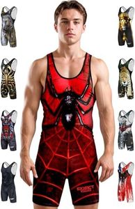 Exxact Sports Sublimated Men's Wrestling Singlet, High-Performance Powerlifting Singlet, Wrestling Singlets for Men (AXL, Spider)