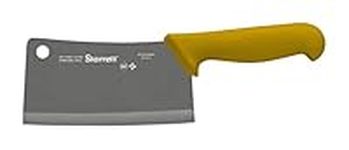 Starrett Chef's Cleaver Knife - BKY509-6 Wide Rectangular 6" (150mm) Professional Kitchen Knife Blade - Yellow Handle Ultra Sharp Vegetable & Meat Butcher Cleaver