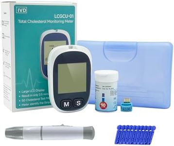 LEFTYCHOICE LCGCU-01 Total Cholesterol Testing Kit Meter Quick Results Monitor At Home Blood Test Meter with 10 Total Cholesterol Test Strips Lancets (Total Cholesterol Test Only)