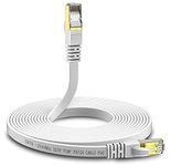 FEDUS Cat7 Pure Copper Flat Ethernet Cable RJ45 LAN Cable Patch Network Cable10 Gigabit 600MHZ Internet Cable RJ45 Wire Cord to Computer for Gaming, Modem, Router, LAN ADSL (10 Meter)