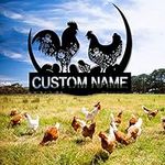 Personalized Chicken Coop Metal Sign, Custom Chicken Metal Wall Decor, Customized Yard Chicken Name Sign, Farm Fresh Eggs Monogram, Rooster Chicken Coop Decoration Outdoor Welcome Sign, Gifts for Mom