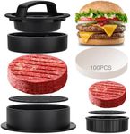 TOUWMX 3-in-1 Stuffed Burger Press, Hamburger Press, Hamburger Press Patty Maker for Stuffed Burgers, Beef Veggie Burger, Sliders, Burger Patty Mold with 100PCS Patty Wax Paper