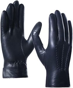 Harssidanzar Mens Luxury Italian Sheepskin Leather Gloves Vintage Finished Cashmere Lined, Navy, XXL