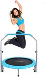 SereneLife Portable & Foldable Trampoline - 40" in-Home Mini Rebounder with Adjustable Handrail, Fitness Body Exercise, Springfree Safe for Kids - SLELT403