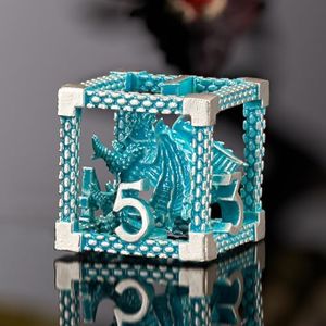 HNCCESG D&D Hollow Metal Blue White Dragons Polyhedral Dice Set,Dungeons and Dragons Gifts Dice for RPG and Tabletop Games(Blue White Dragon)