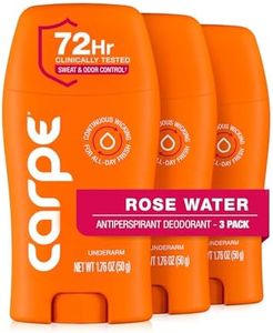 Carpe Underarm Antiperspirant and Deodorant, Clinical strength with Rose Water scent, Combat excessive sweating Stay fresh and dry, Great for hyperhidrosis (Pack of 3)