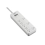 APC by Schneider Electric Surge Protector, White Power Strip PH8W, 2160 Joules, Flat Plug, 8 Outlet Power Strip