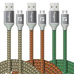 Micro USB Charger Cable, Fasgear 3 Pack 6ft/1.83m Long Nylon Braided Fast Charging Cord Compatible Samsung Galaxy S7 S6 Edge J7, HTC, Nexus, LG, Sony, PS4 and More Android Devices (Gold,Green,Orange)