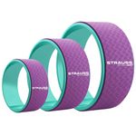 Strauss Yoga Wheel | Ideal for Stretching, Backbends, Exercise, Deep Tissue Massage & Back Pain Relief | Dharma Yoga Prop Wheel with Ultimate Comfort | Set Of 3, (Purple)