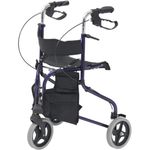 Tri Walker with seat/Lightweight 3 Wheeled rollator with Brakes and Shopping Bag (Blue)