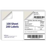 NefLaca 8.5" x 5.5" Half Sheet Shipping Labels, Half Page Self Adhesive Shipping Label Compatible Laser & Inkjet Printers (100 Sheet=200 Labels)