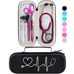 BOVKE Hard Stethoscope Case for 3M Littmann Classic III, MDF Acoustica Lightweight, Lightweight II S.E. Stethoscope, Extra Room for Medical Bandage Scissors EMT Trauma Shear and LED Penlights, Black