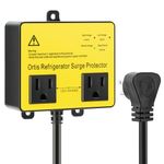Refrigerator Surge Protector, Ortis Double Outlet Voltage Protector for Home Appliances with Time Delay, Protects Against Brownout, Spike, Instant Surge All Voltage Abnormalities, Yellow