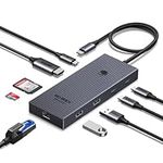 UGREEN USB C Hub, 9-in-1 4K@60Hz HDMI to USB-C Splitter, 1Gbps Ethernet Adapter, 170MB/s SD/TF, 3x 10Gbps USB-A/C Ports, 100W PD, 30cm Cable, Aluminum Compact Laptop Dock for MacBook, HP, Dell, iPad