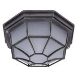 Britalia Antique Silver & Frosted Glass Outdoor Vintage Octagonal Flush Wall & Ceiling Light | 27cm Diameter | IP44 Rated | 1 x ES E27 Lamp Bulb Required | Bathroom Use | UK Approved