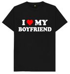 I Love My Boyfriend Kids Womens Mens T Shirt Small Black