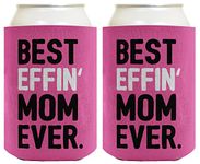 Best Mom Gifts Best Effin' Mom Ever Funny Cool Mom Gifts for Women 2 Pack Can Coolie Drink Coolers Coolies Pink