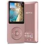 8GB MP3 Player, AGPTEK A02 70 Hours Playback,Music Player with FM Radio/Voice Recorder for Sport, Expandable Up to 128GB, Rose Gold