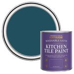 Rust-Oleum Blue Water-Resistant Kitchen Tile Paint in Satin Finish - Commodore Blue 750ml