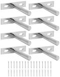 QWORK® 8 Pack Floating Shelf Bracket - 3 Inch 75 mm - Heavy Duty Hidden Concealed Wall Shelf Brackets with Mounting Screws