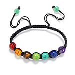 Widamin 7 Chakra Braided Bracelet Healing Crystals Bracelet Adjustable, 8mm Yoga Gemstone Bracelets for Women and Men (TQ-007)