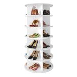 SpaceAid 6 Tier Rotating Shoe Rack Tower, Spinning Shoe Display Lazy Susan, Revolving 360 Shoe Rack Storage Round Carousel, Vertical Handbag Rotate Shoes Closet Organization (6-Tier White)