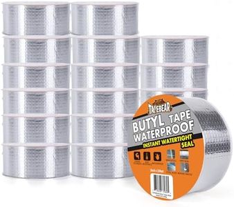 TAPEBEAR 16Rolls Butyl Tape Waterproof Sealant Tape 2inch x33feet, Aluminum Foil Duct Sealing Tape for RV Roof Repair, Boat and Pipe Sealing, Silicone, Glass & EDPM Roof Leak Patching, Silver