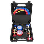 AURELIO TECH 3 Way AC Manifold Gauge Set, Fits for R134A R12 R22 and R502 Refrigerants, with 5FT Hose, Acme Tank Adapters, Quick Couplers and Can Tap (2022 Upgrade Version)