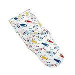 talinu Blue swaddle blanket/baby sleeping bag/swaddle cloth 100% cotton with a handy fastening straps – design ‘airplanes’ – for newborns |1-3 months old, 3-6 kg