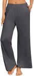 Ekouaer Pajama Pants for Women Soft Comfy Pajama Bottoms Casual Stretch Wide Leg Pants with Pockets Dark Grey XL