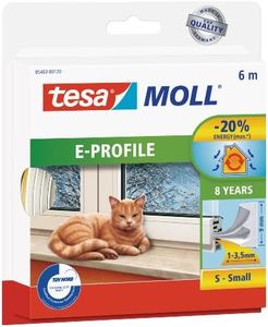 tesamoll Perfil E, Burlete de Caucho Autoadhesivo para Aislar Ventanas y Puertas y Sellar Huecos, Blanco, 6 m x 9 mm x 4 mm