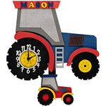 Little Timbers - Wooden Personalised Blue Tractor Swinging Mini Tractor Pendulum Clock - Handmade in Great Britain