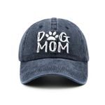 Waldeal Embroidered Dog Mom Vintage Washed Distressed Dad Hats Funny Mother's Day Dog Lovers Gift Navy