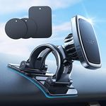 【6 Strong Magnets】 LISEN Car Phone Holder Magnetic, Magnetic Phone Holder Fit Curved Surface Mobile Phone Holder for Car Phone Mount with 3 Metal Plates Fit All iPhone 16/15/14/13,Pro,Pro Max,Android