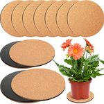 10 Pieces Cork Plant Plastic Mat Round Absorbent Cork Mat Round Plate Pad Table Plant Cork Board Pads for Gardening Indoor Outdoor Pots DIY Craft Project (4 inch, 6 inch, 8 inch)