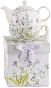 Delton 5.8" Porcelain Tea for One, Lavander Rose
