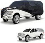 Truck Cover with Camper Shell Topper, Universal Fit Ford F-Series,Chevy Silverado,Dodge Ram, GMC Sierra and Toyota Tundra etc, Truck Cover Waterproof All Weather with Door Zipper(Length:228 to 242 in)