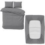 MOONLIGHT20015 4 Piece King Bedding Set - Duvet Cover, Fitted Sheet with Pillow cases - Soft Brushed Microfiber – Grey