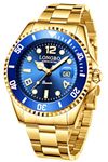 LONGBO Master Royale Analog Watch For Men (Gold-Blue, Stainless Steel)