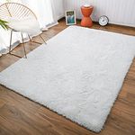 Andecor Soft Fluffy Bedroom Rugs - 4 x 6 Feet Indoor Shaggy Plush Area Rug for Boys Girls Kids Baby College Dorm Living Room Home Decor Floor Carpet, White