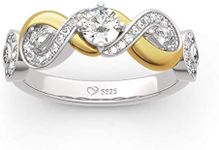 Jeulia 1 Carat Diamond Ring Women Two Tone Engagement Rings 14k Gold Over Sterling Silver Eternity Ring Round Cut CZ Cubic Zirconia Infinity Rings Anniversary Promise with Jewelry Gift Box (9)