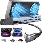 LISEN Legion Go/ROG Ally/Steam Deck Dock, 13-in-1 Steam Deck Docking Station with 5 USB 3.0&2.0, Dual Cooling Fan, HDMI 4K@60Hz, Gigabit Ethernet, 100W Charging for Valve Stream Deck/Lenovo Legion Go