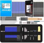 Wynhard Drawing Pencils 47 Pcs Shading Pencils Set Drawing Kit Sketching Kit Sketch Pencils Set for Artists Charcoal Pencils for Artists Pencils for Artists Kit Graphite Pencil Set Artist Pencil Set