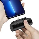 SlaBao Mini Power Bank for iPhone 5000mAh, Portable Charger for iPhone with Foldable Stand, with iPhone 14/13/12/Pro/Max/11/XS/XR/X/8 (iPhone 5000mAh Black)